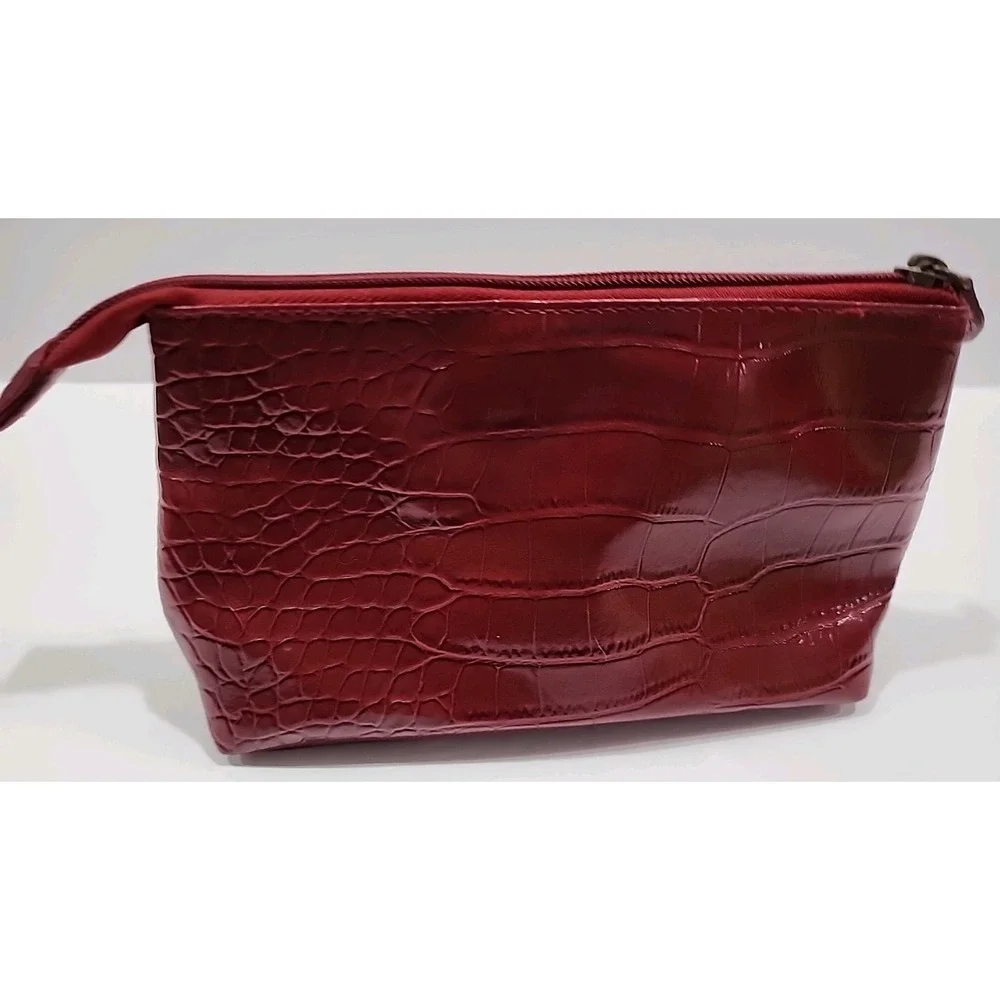 Red Small Cosmetic Bag Beaded Cosmetic Bag With Zip Great Condition